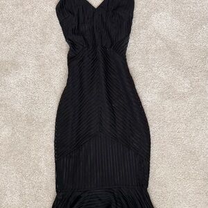 Elegant Black Evening Midi Dress